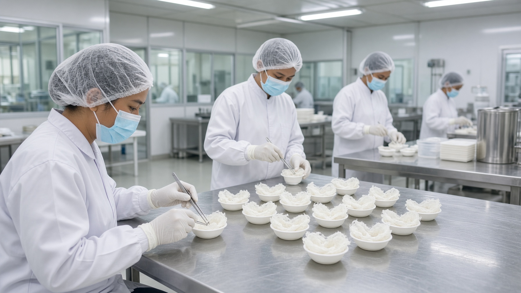 Ruang proses Omniworld: grading dan pembersihan sarang walet